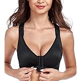 DotVol Women's Front Closure Wireless Adjustable Wide Strap Post-Surgery Everyday Bra
