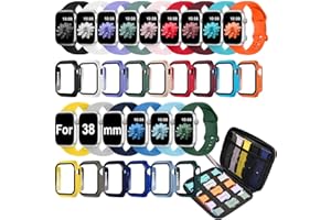 ANPEXOLITE 15 Pack Compatible with Apple Watch Bands 40mm 41mm 42mm 44mm 45mm 46mm Women Men, Watch Screen Protector Case&Organizer for iWatch Series 11 10 9 8 7 6 5 4 SE（Multiple Sizes, Select the Right Size）