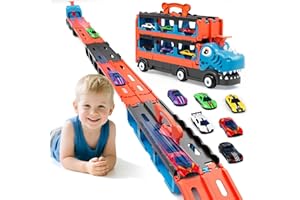 Lehoo Castle Toddler Dinosaur Toys for 2 3 4 5 Year Old Boys, 1.6m Race Car Track Truck Kids Toys, 2-5 Year Old Boy Gifts