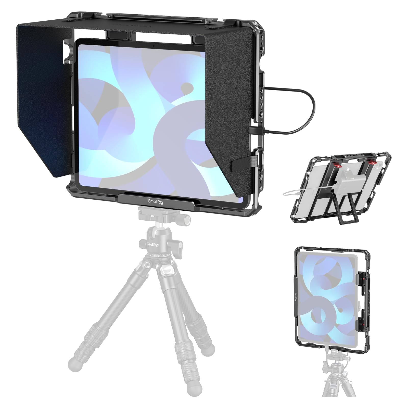 Photo 1 of SMALLRIG Universal Metal Cage for iPad, Tripod Mount Adapter Monitor Fits for iPad Pro 12.9, Air, Mini and More, with 1/4"-20, 3/8"-16 Holes, Cold Shoe Mount - MD5059
