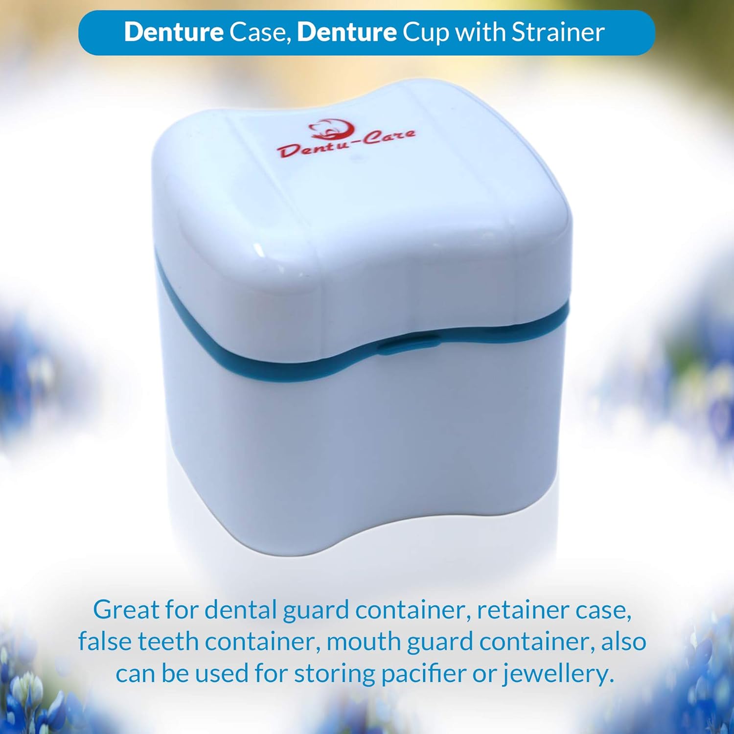 Dentu-Care Denture Case with 2 Denture Cleaning Brushes, Retainer Case with Lid and Draining Basket for Cleaning and Storing: Health & Personal Care