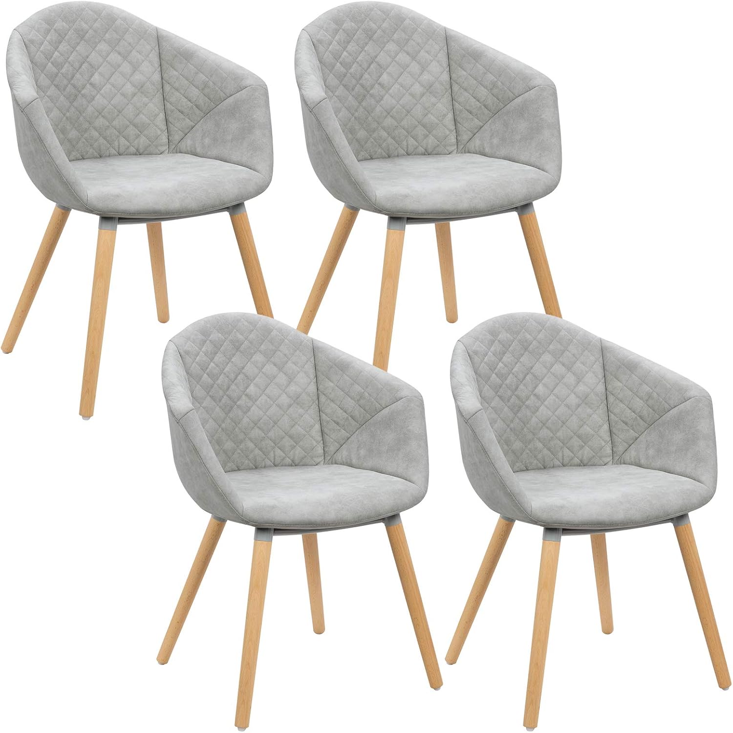 WOLTU 4x Living Room Chairs Linen Seat Wood Legs Dining Kitchen Chair