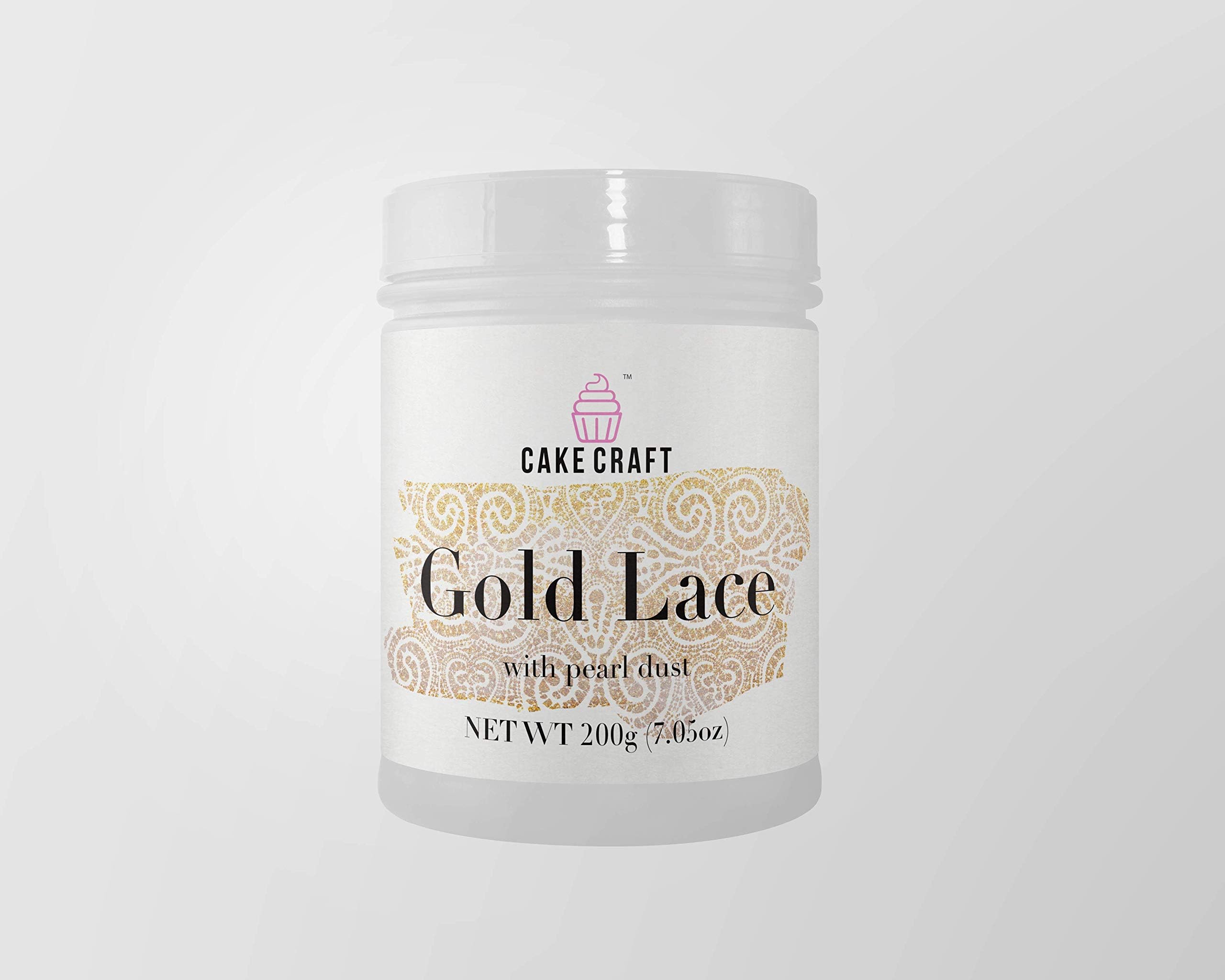 Cake Craft Cake Lace - Gold with Pearl Dust, 200g [7.05 oz]