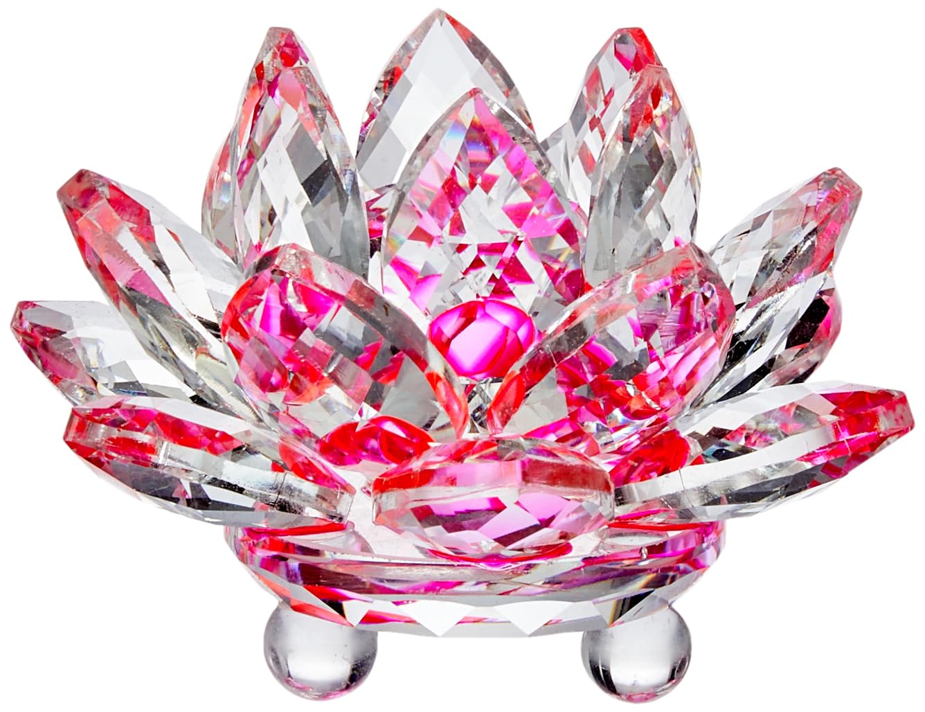 Amlong Crystal Hue Reflection Crystal Lotus Flower with Gift Box, Pink, 3 Inch