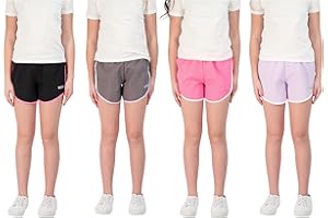Hind Kids Girls 4-Pack Athletic and Running Activewear Shorts