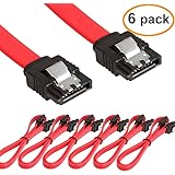 LINESO 6 Pack Straight SATA III Cable 6.0 Gbps 18 Inches (red)