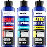 3-Step Rubbing Polish Kit 32oz - Heavy Cut Rubbing, Medium Polish & Ultra Fine Glaze - Scratch & Swirl Remover - Safe All Car Paint - by WEICA