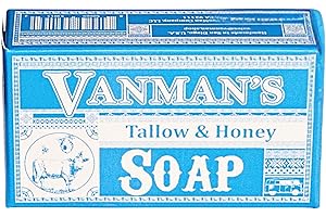 THE VANMAN COMPANY VanMan Beef Tallow and Honey Bar Soap – Pure Grass-Fed Beef Tallow for Skin with Raw Honey & Distilled Water, Unscented Soap, Hydrating & Nourishing, Clean Ingredients, 3.8oz - 1 Pack