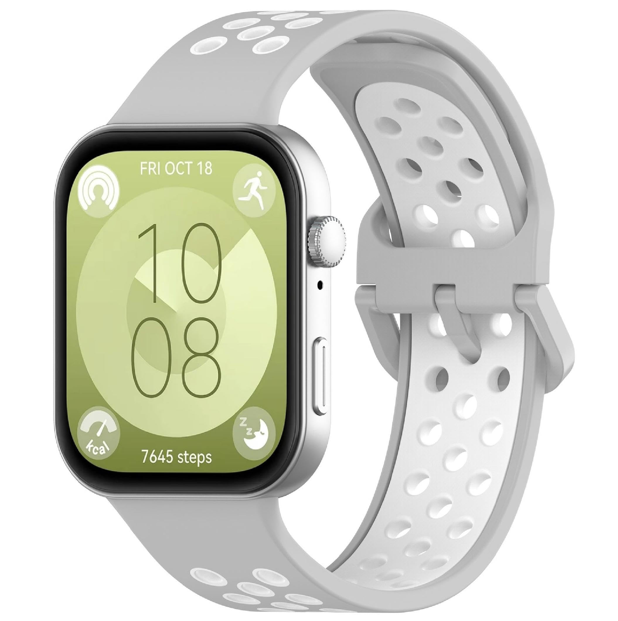 GIOPUEY Strap Compatible with Huawei Watch Fit 3/4/4 Pro, Soft TPU Watch Strap Replacement [color stitching design] - grey/white