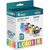 INK4U Compatible LC401 LC-401 Ink Cartridges Replacement for Brother LC401 Ink Cartridges for Brother Printer MFC-J1010DW, MF