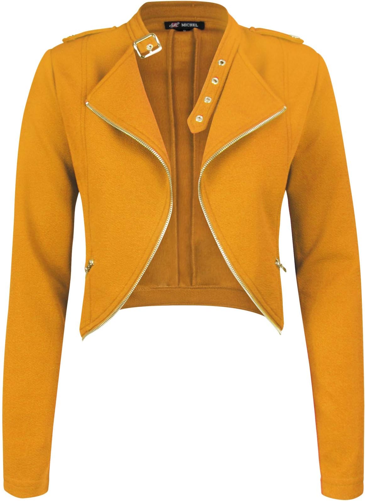 Womens Fleece Jacket Classic Crop Rider Zip UP Jacket