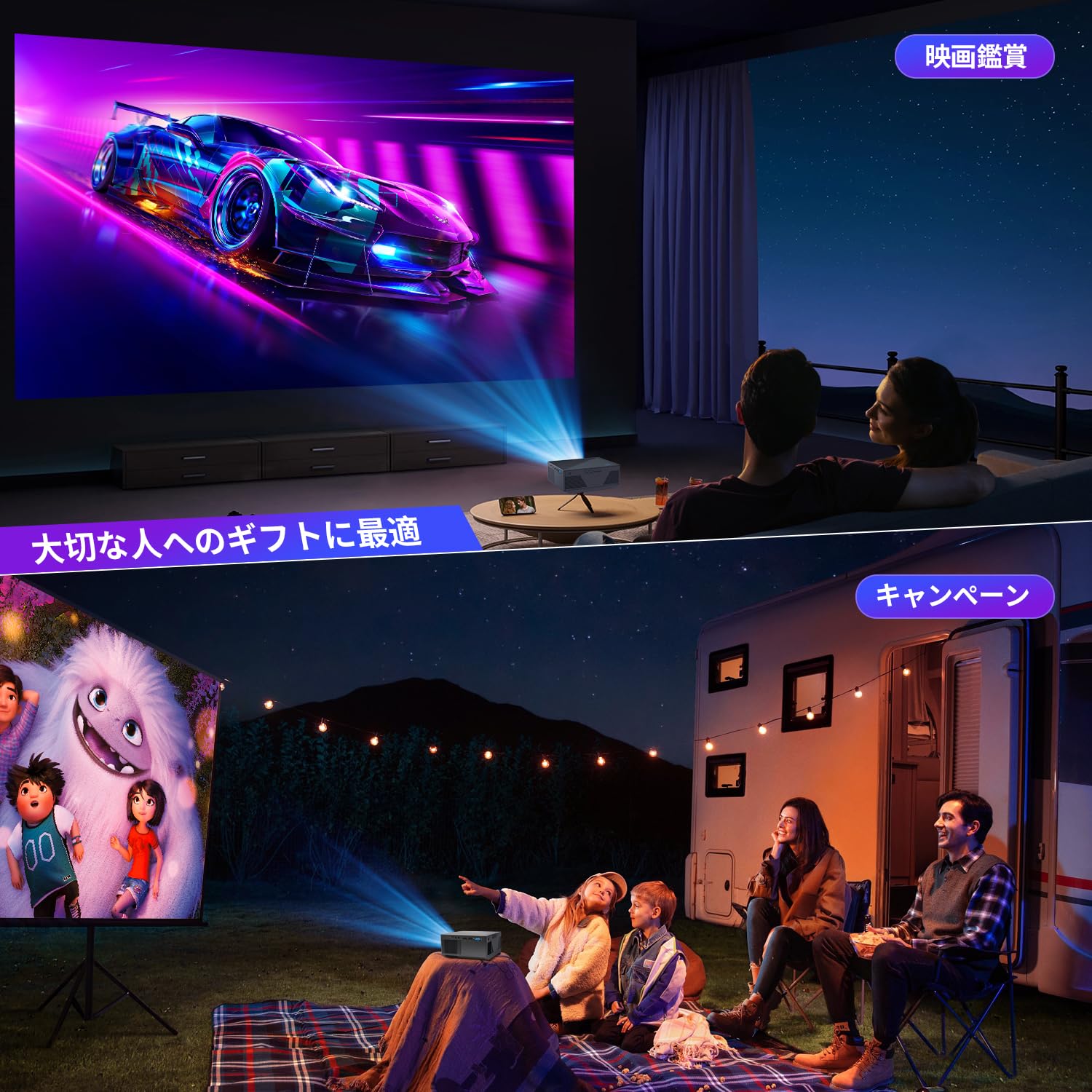 ZDK Projector with Bluetooth 5.0 & 5 GWIFI 1080P Full HD High Brightness Small Projector, Home Use, Mini Lightweight, Projector, Ceiling, 20,000 Lumens, 4K Compatible, Home Theater, Connects to iOS,