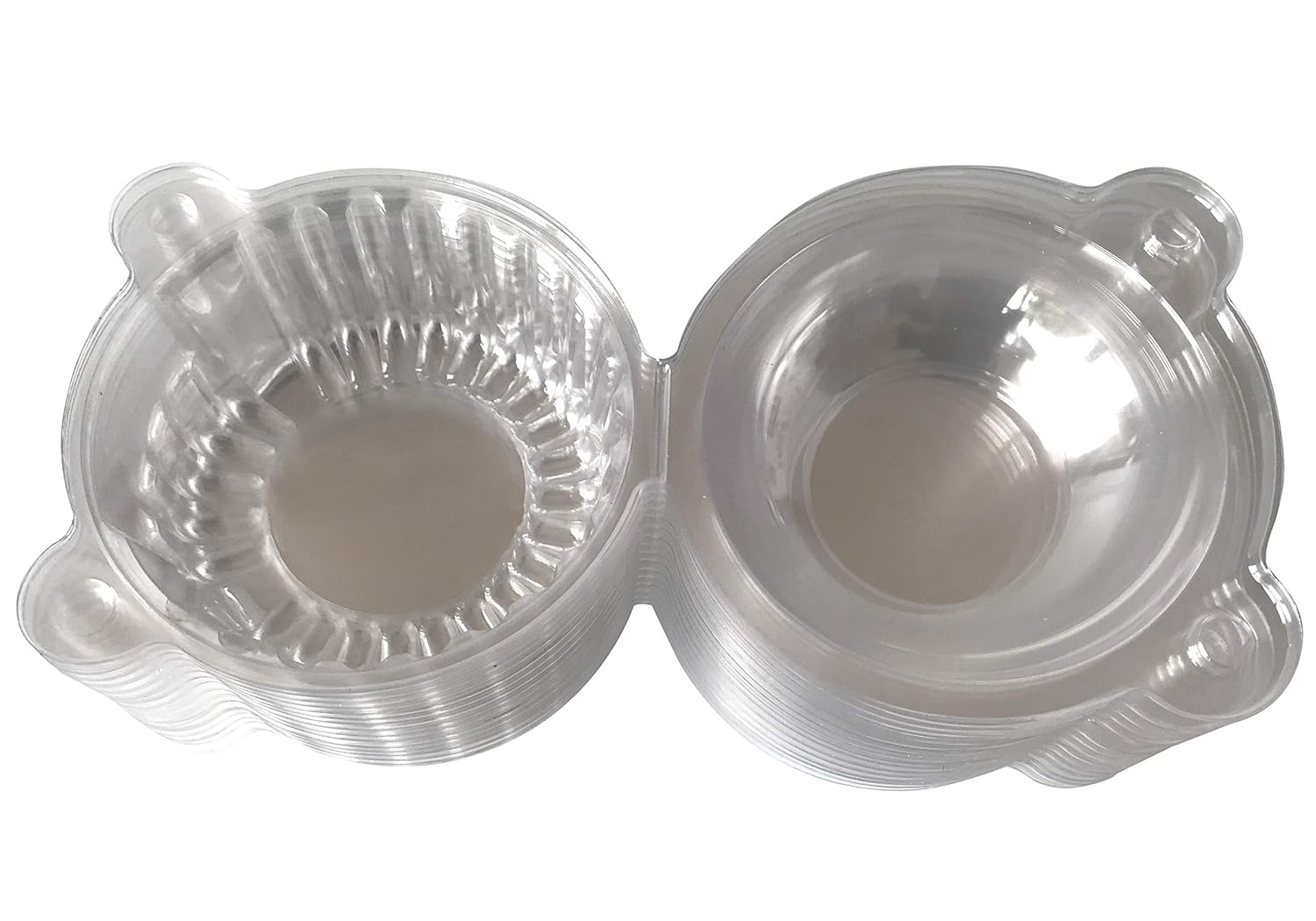 50 Muffin Cases, Cupcake Holders, Clear Plastic / Single Boxes Pods