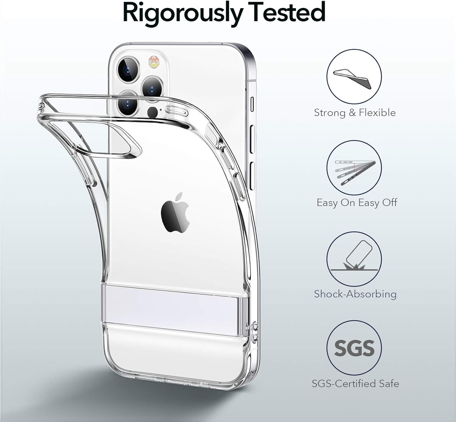 ESR Metal Kickstand Compatible with iPhone 12 Case/iPhone 12 Pro Case [Patented Design] [Two-Way Stand] [Reinforced Drop Protection] Flexible TPU Soft Back for 2020 6.1-Inch – Clear: Electronics