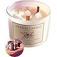 4 Healing Crystal Candle, Self Love Candle - Rose Quartz 12 oz Manifestation Candle with Crystals Inside for Aries | Zodiac Candle | Jasmine Neroli Soothing Scent l Gifts for Women
