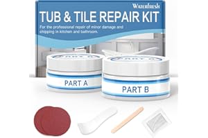 WATERFRESH Cracked Porcelain Sink Repair Kit White, High-Gloss Porcelain Repair Kit White, Porcelain Chip Fix for Sinks, Tiles on Enamel, Acrylic, Fiberglass, Ceramic, Shower Kit & Tray