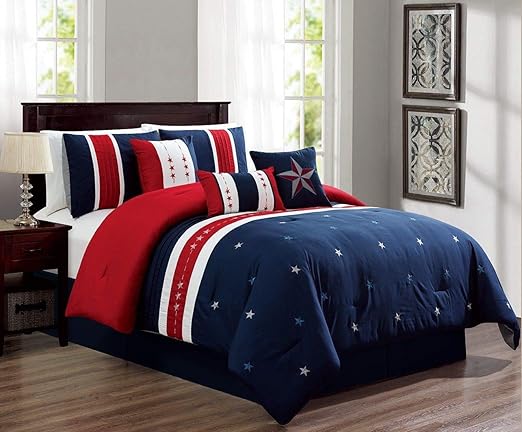 Amazon Com Empire Home 7 Piece Usa Patriot Comforter Set White