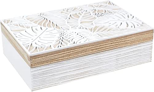 Vidal Regalos Caja Rectangular Madera Blanca 23 cm: Amazon.es: Hogar