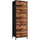 Somdot Tall Dresser for Bedroom, 6 Drawer Storage Organizer Chest of Drawers with Fabric Bins for Closet Bedside Nursery Livi