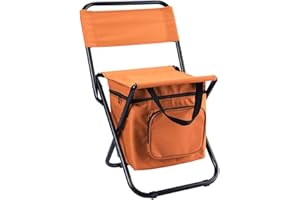 LEADALLWAY Fishing Chair with Cooler Bag Compact Fishing Stool Foldable Camping Chair