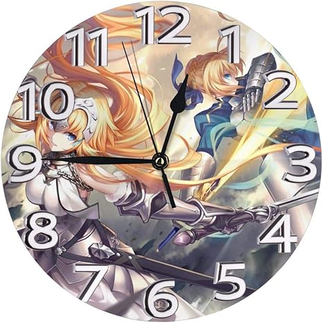 Amazon Co Jp フレームなしの円形の壁時計フェイト Fgoミュート掛け時計屋内壁の装飾デスクトップジュエリークリエイティブクロック直径25cm ホーム キッチン