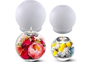ZQYSING Tealight Candle Holder Resin Molds 2 PCS, 4.13" & 3.34" Sphere Candlestick Silicone Molds for DIY Round Crystals Ball Candle Vessels Craft Epoxy Casting Home Table