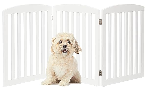 PAWLAND WOODEN FREESTANDING FOLDABLE PET GATE FOR DOGS,...