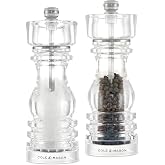 Cole &amp; Mason London Refillable Spice Mill, Salt and Pepper Set, 7in Acrylic | Adjustable Coarseness, Precision Grinding Mechanism, Refillable Grinder