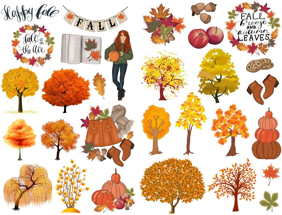 SeasonstormGold Autumn Trees Aesthetic Diary Travel Journal Paper Stickers Scrapbooking Stationery School Office Art Supplies