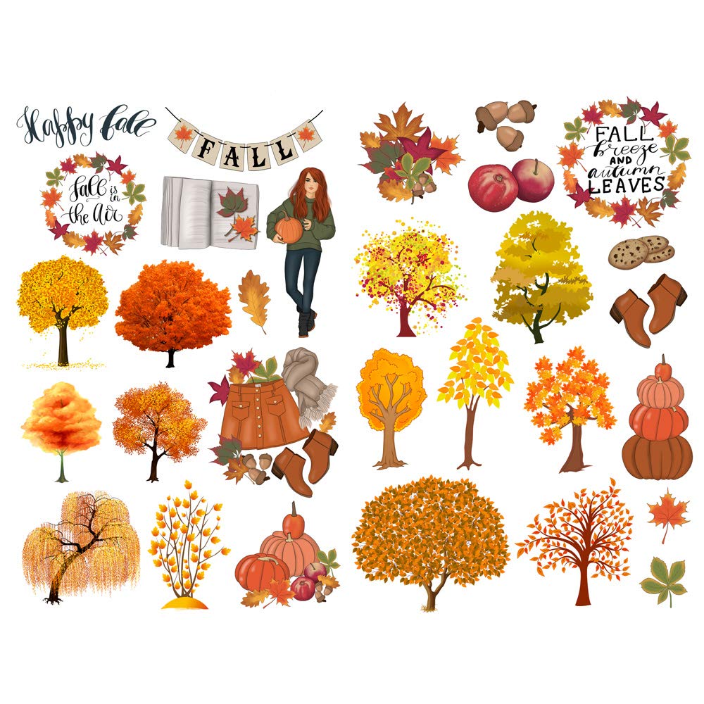 SeasonstormGold Autumn Trees Aesthetic Diary Travel Journal Paper Stickers Scrapbooking Stationery School Office Art Supplies