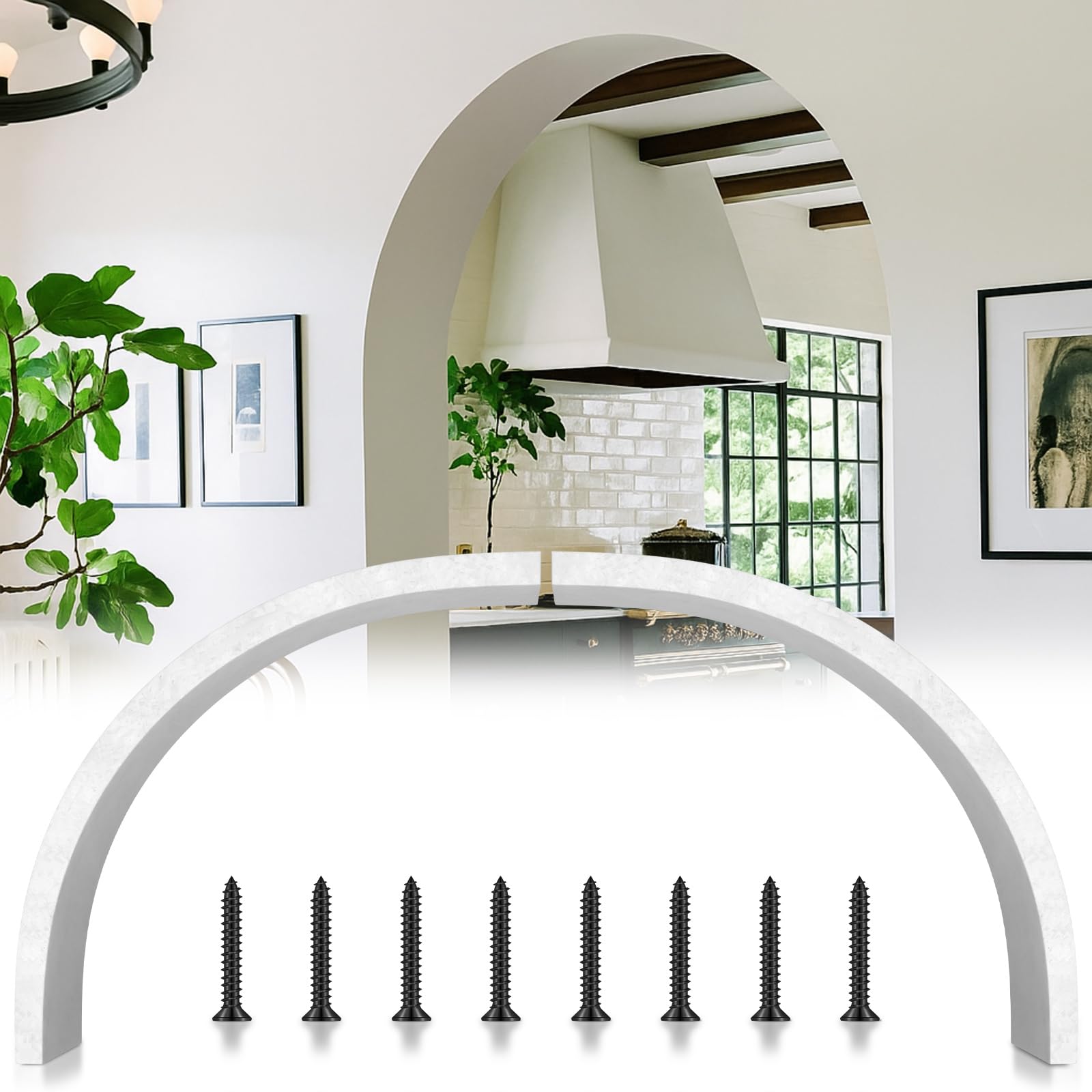 Photo 1 of Maasechs 2 Pcs Rounded Doorway Arch Kit 11", 5 9/10" Wide DIY Interior Doorway Precurved Drywall Full Half Circle Top Round Arch Kit for Livingroom