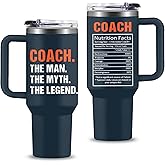 WWHSAI Coach Gifts - 30 Oz Coach Nutriton Facts Tumbler, The Man The Myth The Legend - Christmas Birthday Cheer Coachs Gifts, Soccer Softball Basketball Swim Coachs Appreciation Gift for Him