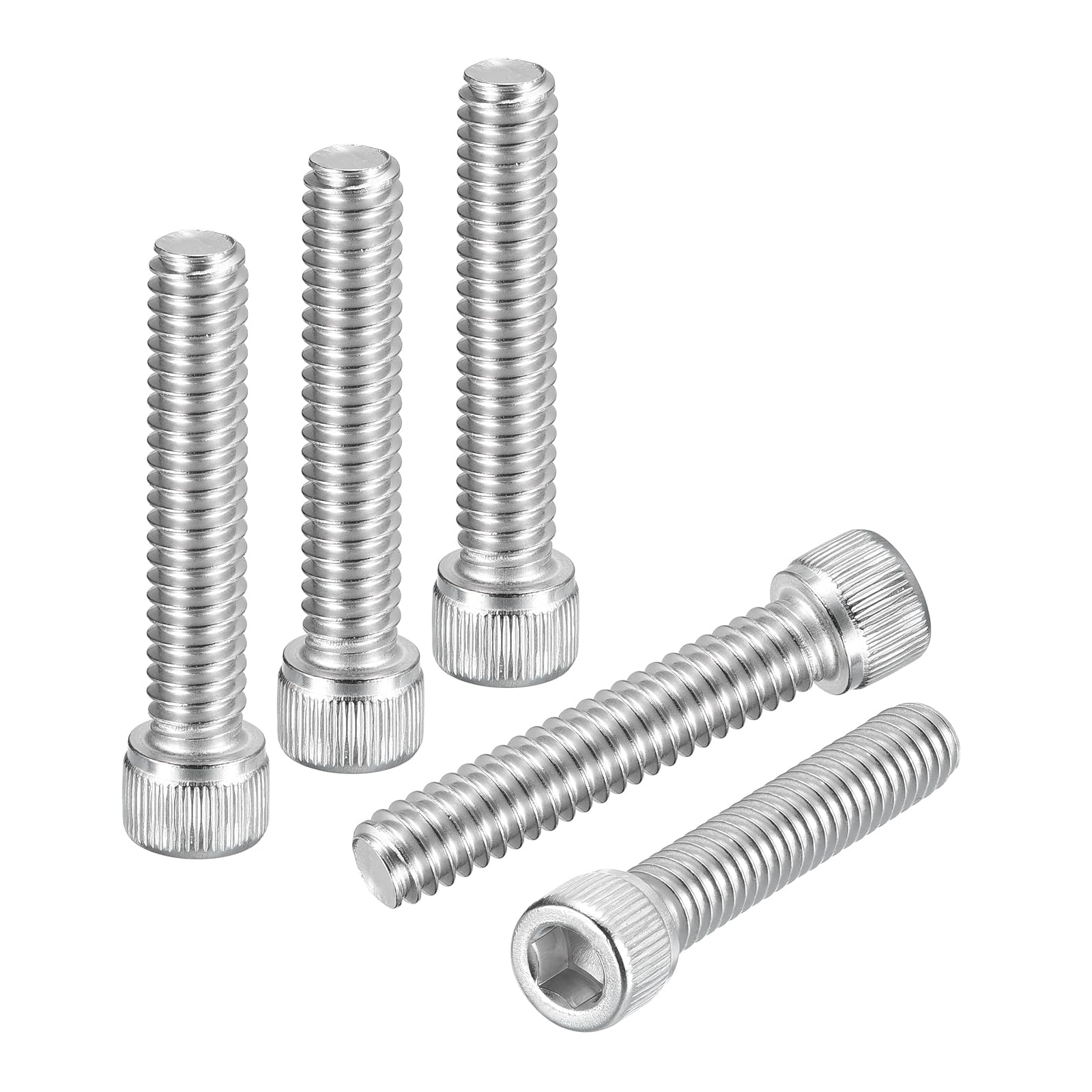DTGN 1/4"-20x1-1/4" Socket Head Cap Screws Bolts - 25Pack - Good for Road Bicycle, Mountain Bike, Auto, Motorcycle - 304 Stainless Steel Hex Head Metric Screws - Silver