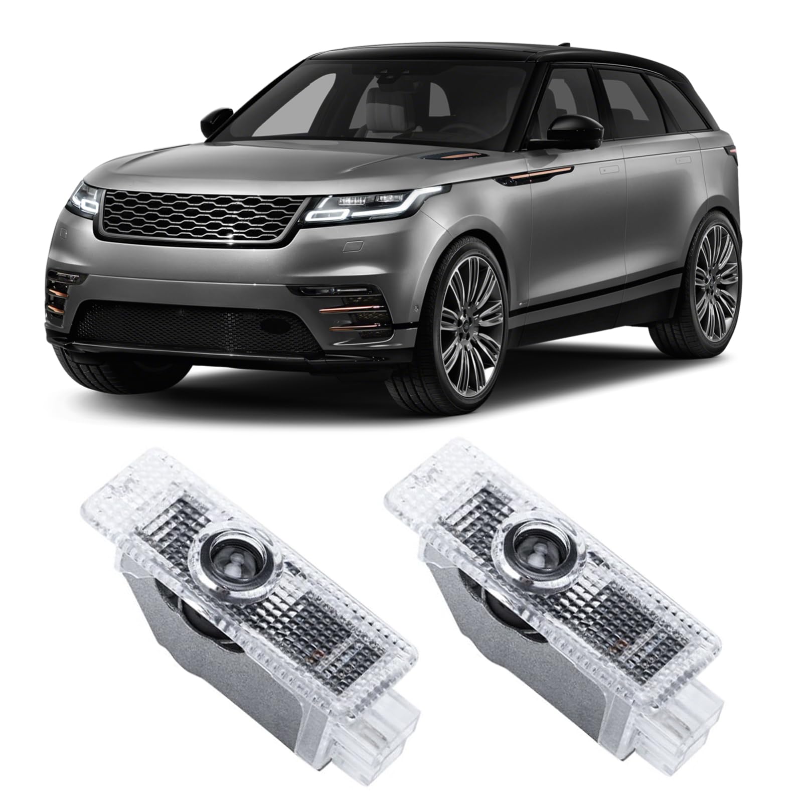 Photo 1 of 2 Pcs Never Fade Door Light Logo, Projection Ghost Shadow Welcome Puddle Light Compatible with Range Rover 2010-2022 Accessories (White)