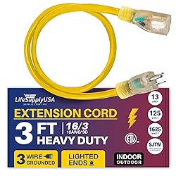 3ft Power Outdoor Extension Cord & Indoor