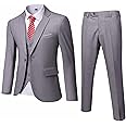 MrSure Men’s 3 Piece Suit Blazer, Slim Fit Tux with One Button, Jacket Vest Pants & Tie Set for Party, Wedding and Business