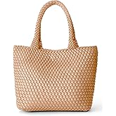 AUACDIY Woven Tote Bag for Women, Fashion Woven Bags for Women Vegan Leather Shoulder Handbags Large Summer Beach Travel Bag