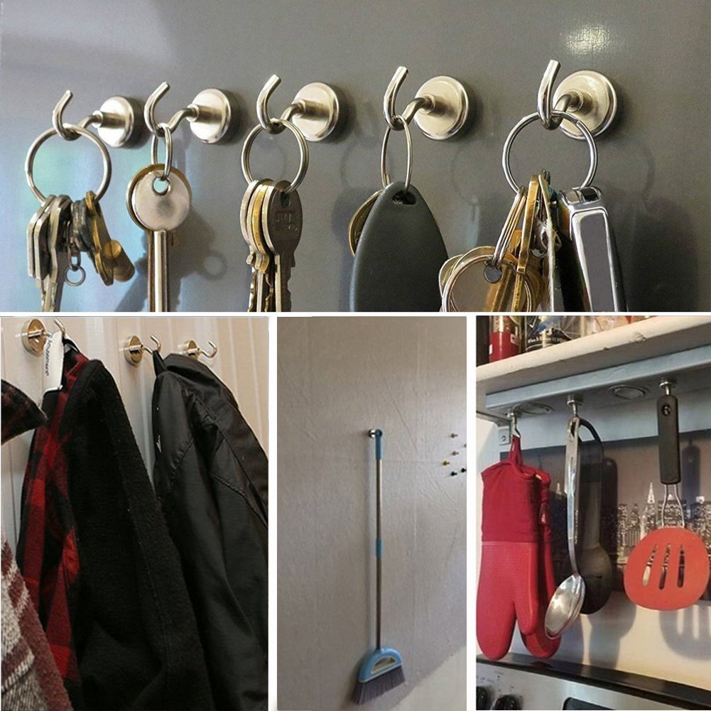 Pasway 10 Stück Magnethaken - Halter mit Traglast von 5.5 kg - Superstarke Magnete