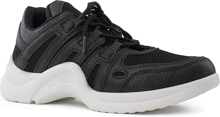 chunky platform trainers black
