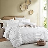 Cupocupa Queen Comforter Set Beige Tufted Comforters Sets Bedding for Queen Bed 3PCS Boho Comforter Soft Fluffy Lightweight Comforter with 2 Pillow Cases for All Season