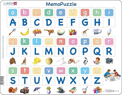 Larsen GP426 MemoPuzzle Alphabet ABC Learning Tray Frame 26 Upper Lower Case