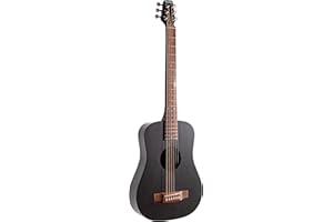 KLŌS KLOS Travel Guitar, Durable Carbon Fiber Acoustic Electric Guitar - Black with Gig Bag, Strap, Capo and more
