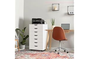 Naomi Home Debbie 7-Drawer Chest - Versatile Storage Cabinet with Drawers, Craft Storage Solution, and Office File Cabinet on Wheels for Home and Office - White