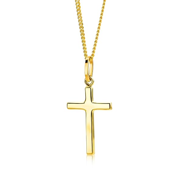 Orovi Kette - Halskette Damen Gelbgold 9 Karat / 375 Gold Kette mit Kreuz 45 cm