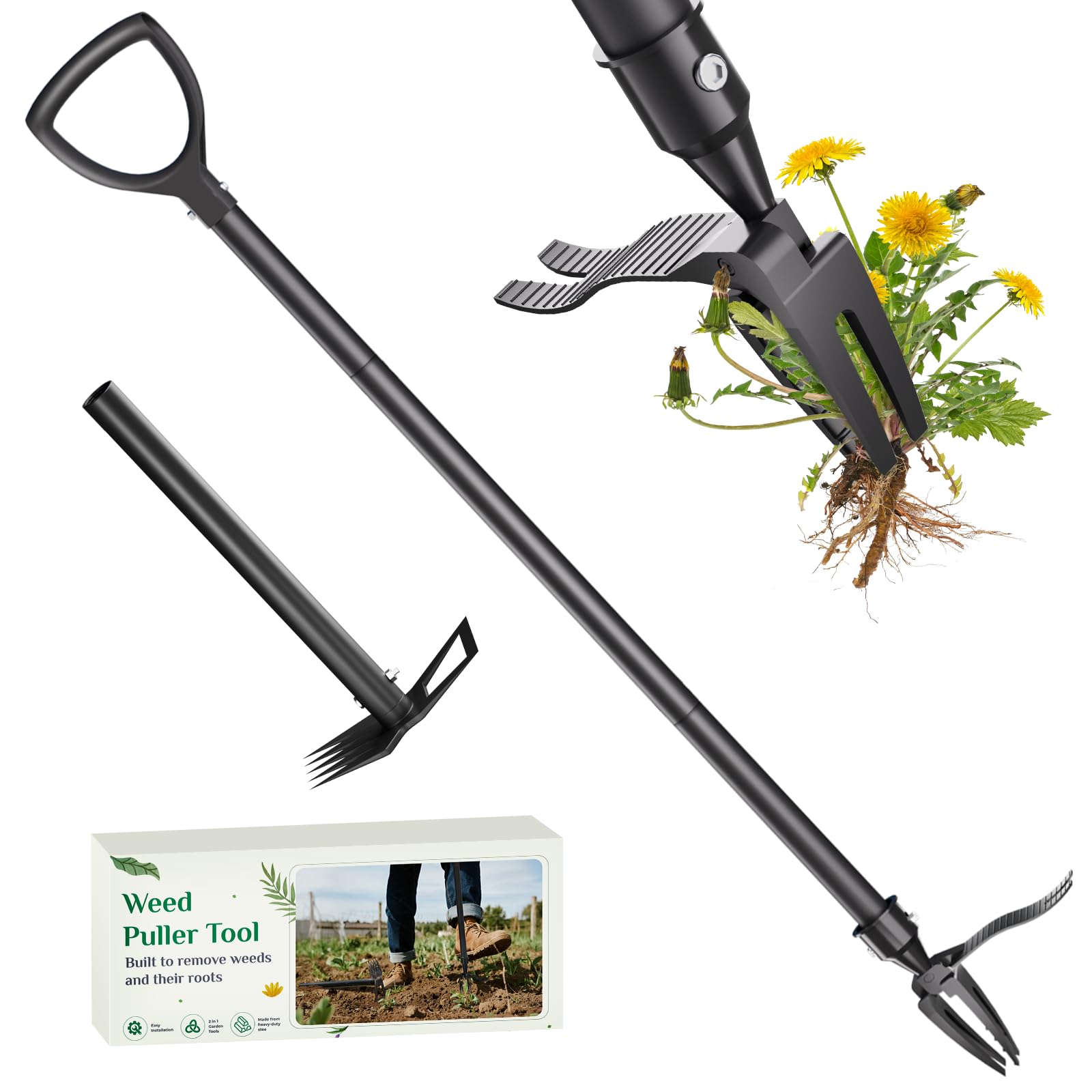 View 1 of ***MISSING PARTS***
Holinwa Puller Tool, 2-in-1 Stand Up Heavy Duty Root Removal Tool with 4 Claw Head & Rake, Effortless Root Puller for Dandelion & Weeds, No Bending or Kneeling, Garden Tool for Lawn & Yard Care