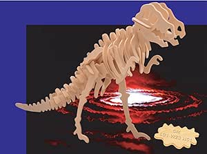 Puzzled 3D Puzzle Big Tyrannosaurus Wood Craft Construction Model Kit Educational DIY Wooden Dinosaur Toy Assemble Model Unfinished Crafting Hobby Puzzle to Build &amp; Paint for Decoration 29pcs Pack