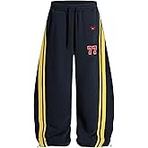Aelfric Eden Barrel Sweatpants for Mens Side Striped Drawstring Elastic Waisted Wide Leg Lounge Pants with Pockets