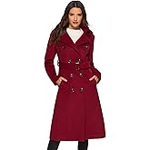 Escalier Womens Wool Coat Double Breasted Pea Coat Winter Long Trench Coat with Belt