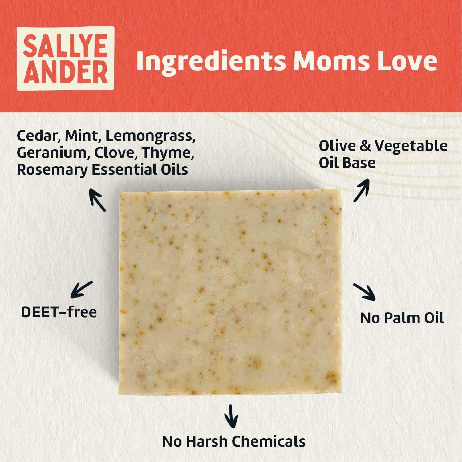 SALLYEANDER No-Bite-Me Soap - Bug & Insect Repellent Soap - 1 Bar - Safe for Kids and Infants - Repels Mosquitoes, Black Flies, Fleas, and Ticks