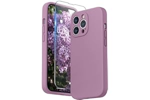 SURPHY Compatible with iPhone 13 Pro Case with Screen Protector, (Camera Protection + Soft Microfiber Lining) Liquid Silicone Phone Case 6.1 inch 2021, Lilac Purple